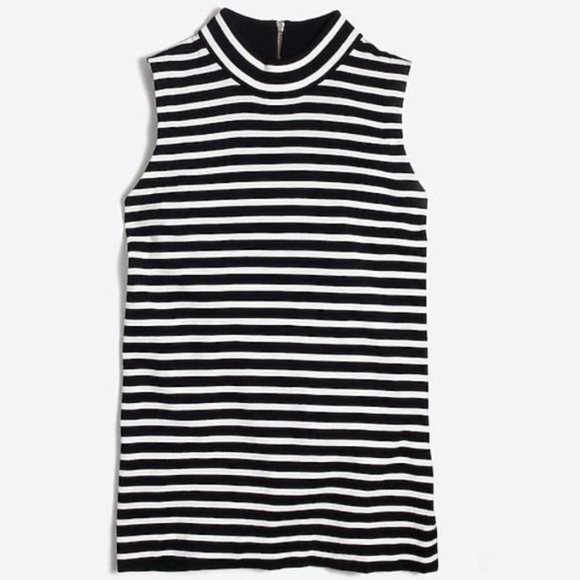 Haut Col Montant Rayé J.CREW - Taille XS, Navy/Rouge, Manches Longues, Coton - Neuf Avec Étiquettes